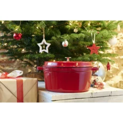 Staub Gietijzeren Braadpan 30 Cm / 8,4 L, Rond, Kersenrood -Kook Warm Verkoopwinkel 000011021