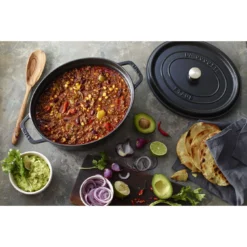 Staub Gietijzeren Braadpan 27 Cm / 3,25 L, Ovaal, Zwart -Kook Warm Verkoopwinkel 000017579