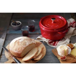Staub Gietijzeren Braadpan 24 Cm / 3,8 L, Rond, Kersenrood -Kook Warm Verkoopwinkel 000017827