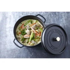 Staub Gietijzeren Braadpan 28 Cm / 6,75 L, Rond, Zwart -Kook Warm Verkoopwinkel 000017831