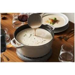 Staub Gietijzeren Braadpan 28 Cm / 6,75 L, Rond, White Truffle -Kook Warm Verkoopwinkel 000019589
