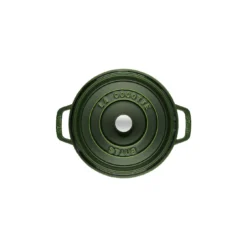 Staub Gietijzeren Braadpan 28 Cm / 6,75 L, Rond, Basilicum -Kook Warm Verkoopwinkel 40509 354 0 2 1