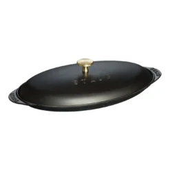 Staub Ovenschaal Met Deksel 31 Cm, Ovaal, Zwart