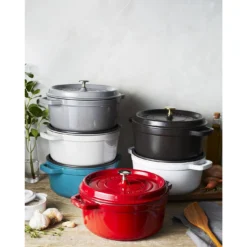 Staub Gietijzeren Braadpan 24 Cm / 3,8 L, Rond, Grafietgrijs -Kook Warm Verkoopwinkel 750031056