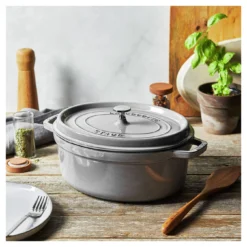 Staub Gietijzeren Braadpan 31 Cm / 5,5 L, Ovaal, Grafietgrijs -Kook Warm Verkoopwinkel 750058442